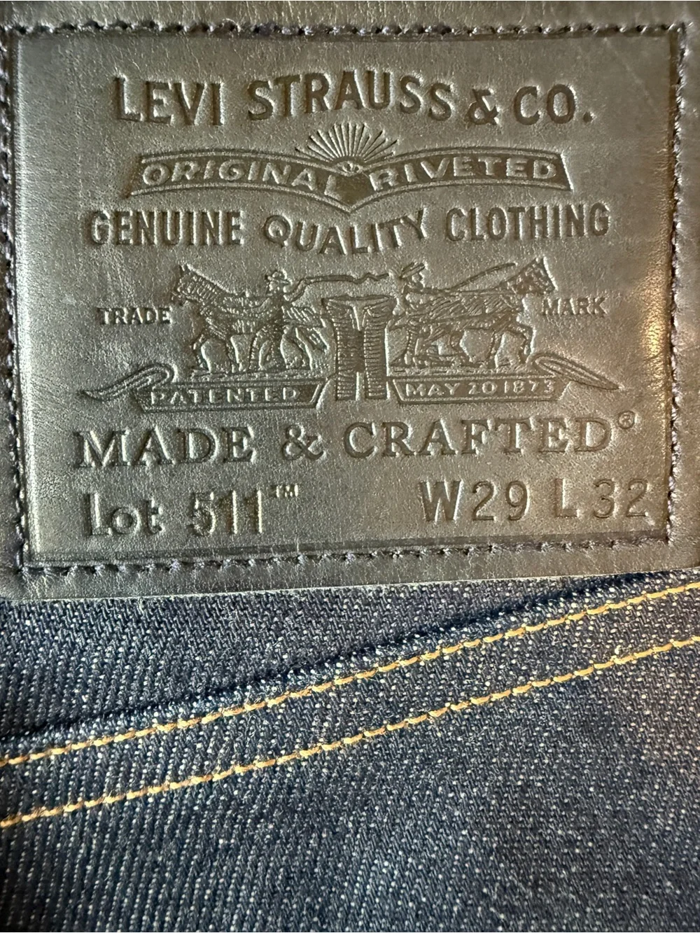Levi’s 511™ Slim Fit Japanese Selvedge Men's Jeans, Size 29/32, Crisp Dark Wash